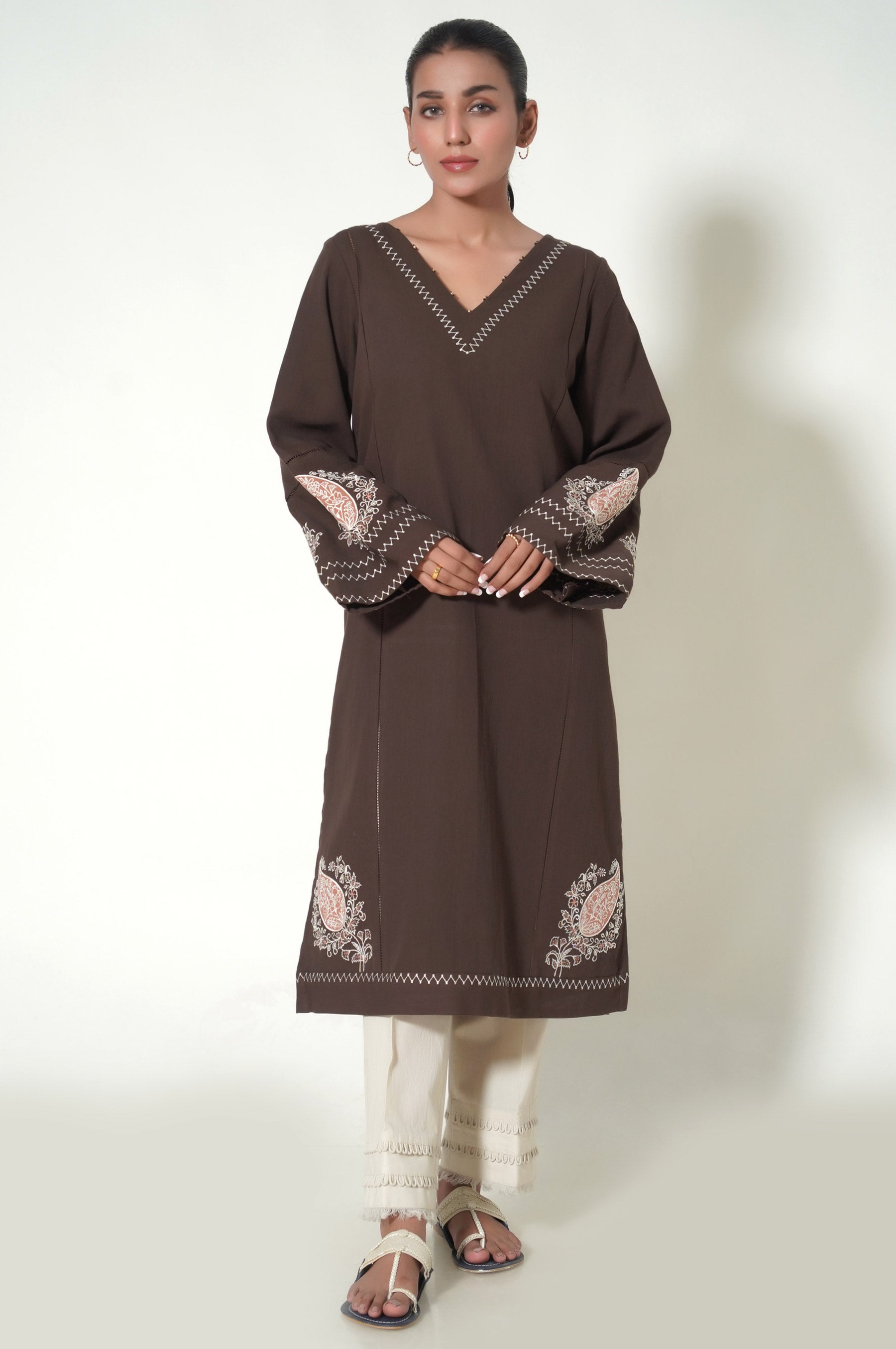 Stitched 1 Piece Embroidered Cottel Shirt